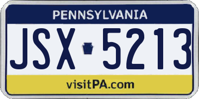 PA license plate JSX5213