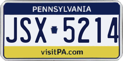 PA license plate JSX5214