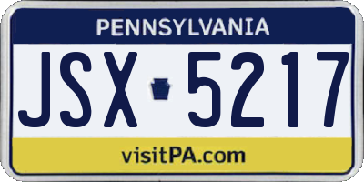 PA license plate JSX5217