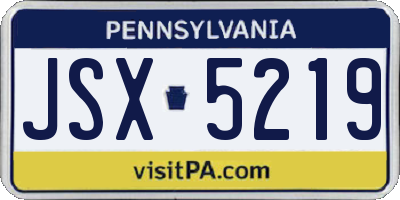 PA license plate JSX5219