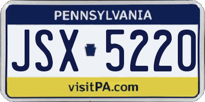 PA license plate JSX5220