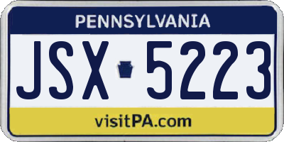 PA license plate JSX5223