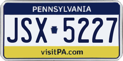 PA license plate JSX5227