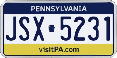PA license plate JSX5231