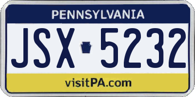 PA license plate JSX5232