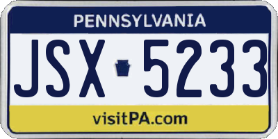 PA license plate JSX5233