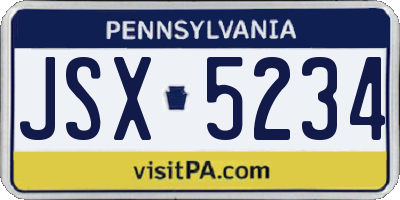 PA license plate JSX5234
