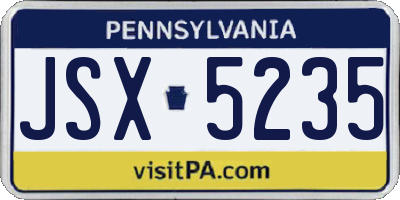 PA license plate JSX5235