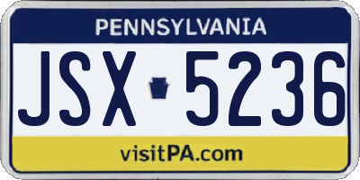 PA license plate JSX5236