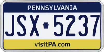 PA license plate JSX5237
