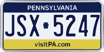 PA license plate JSX5247