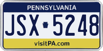 PA license plate JSX5248