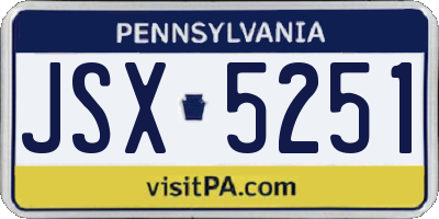 PA license plate JSX5251