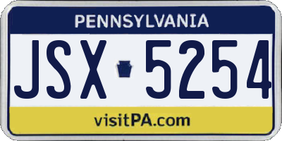 PA license plate JSX5254