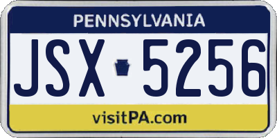PA license plate JSX5256