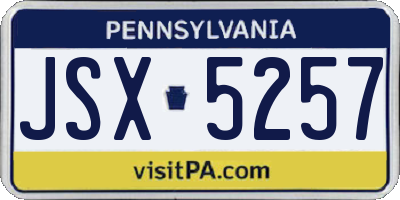 PA license plate JSX5257