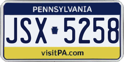 PA license plate JSX5258