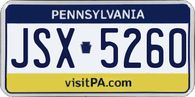 PA license plate JSX5260