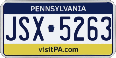 PA license plate JSX5263