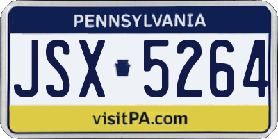 PA license plate JSX5264