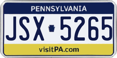 PA license plate JSX5265