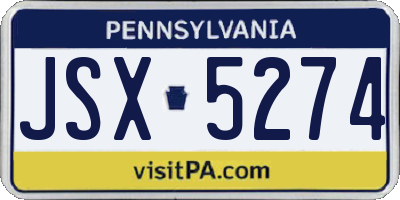 PA license plate JSX5274