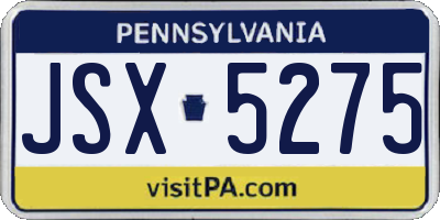 PA license plate JSX5275