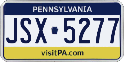 PA license plate JSX5277