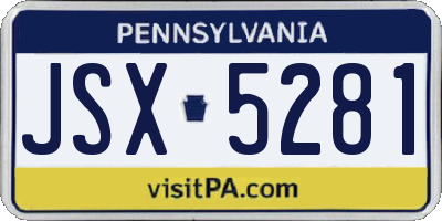 PA license plate JSX5281