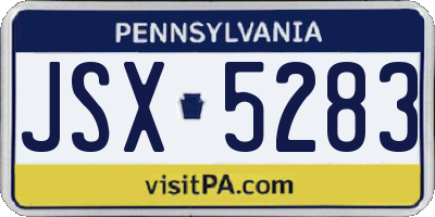 PA license plate JSX5283