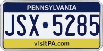 PA license plate JSX5285