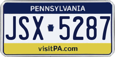PA license plate JSX5287