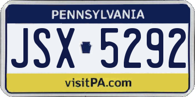 PA license plate JSX5292