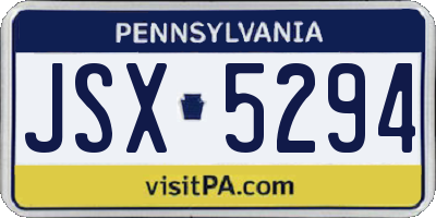 PA license plate JSX5294