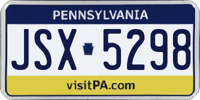 PA license plate JSX5298