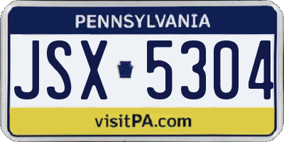 PA license plate JSX5304