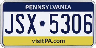 PA license plate JSX5306