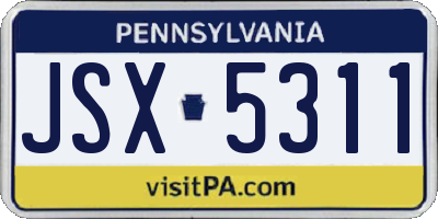 PA license plate JSX5311