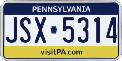 PA license plate JSX5314
