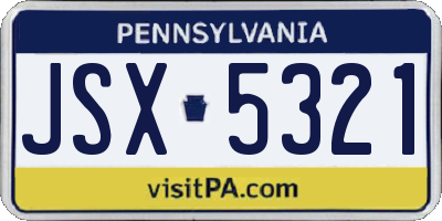 PA license plate JSX5321