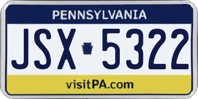 PA license plate JSX5322