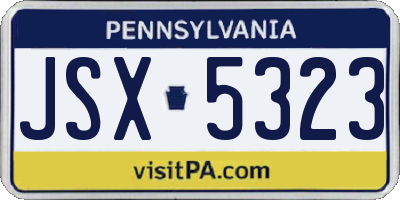 PA license plate JSX5323