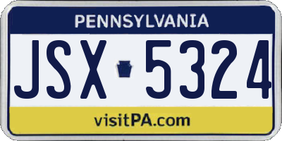 PA license plate JSX5324