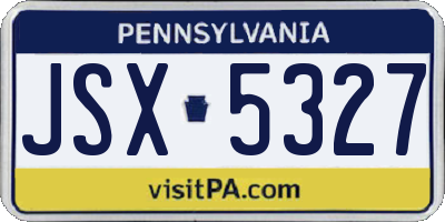 PA license plate JSX5327