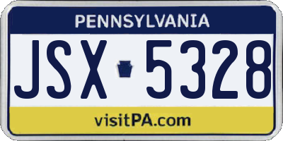 PA license plate JSX5328