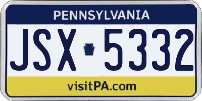 PA license plate JSX5332