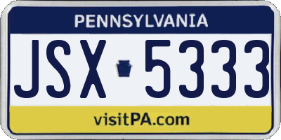PA license plate JSX5333