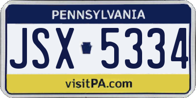 PA license plate JSX5334