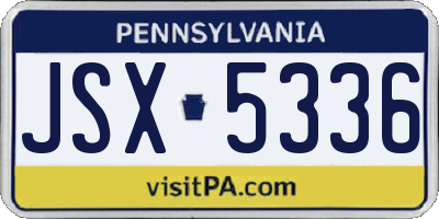 PA license plate JSX5336