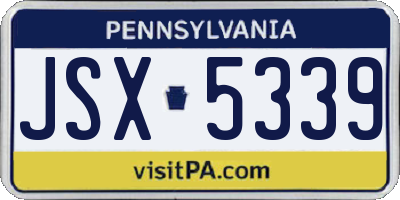 PA license plate JSX5339